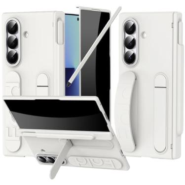 Imagem de YQODSZ Capa com alça de dedo para Samsung Galaxy Z Fold 7 com suporte para caneta S e Stylus, Z Fold 7 capa protetora de tela de privacidade embutida capa de dobradiça capa de pulseira para Z Fold 7