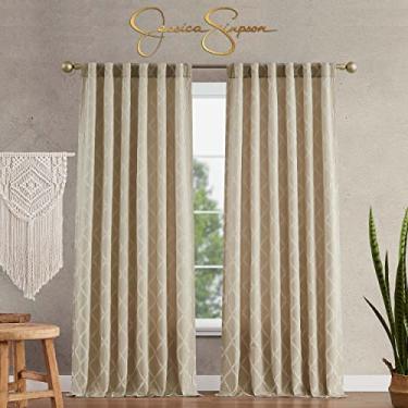 Imagem de Jessica Simpson Conjunto de cortinas blackout Ultimate de 2 painéis e 2 cordões | Cortinas de privacidade | Cabeçalho premium, 132 x 213 cm, par de abas traseiras, diamante bege