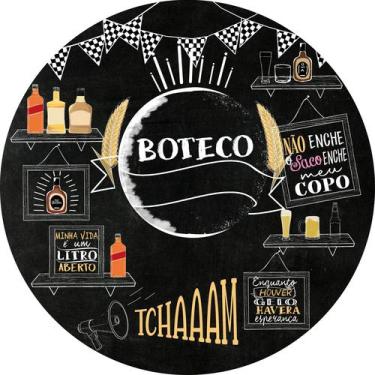Imagem de Painel de Lona Redondo Boteco Bebidas Chalkboard Giz Quadro Negro - Fa
