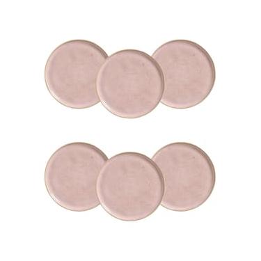 Imagem de Conjunto de Pratos Rasos Porto Brasil Bio Litchi Rosa Claro 27,5cm – 6 Peças