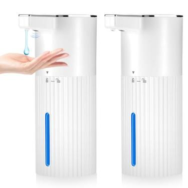 Imagem de Pacote com 2 Dispensadores de Sabonete Líquido Automático Touchless, Dispensador de Lavagem à Mão com Sensor Inteligente de 382 g, Recarregável por USB e Ajustável para Pia de Banheiro e Cozinha