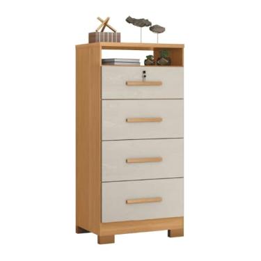 Imagem de Cômoda com Chave 4 Gavetas Primordial Max Zanzini (Madeirado/Areia)