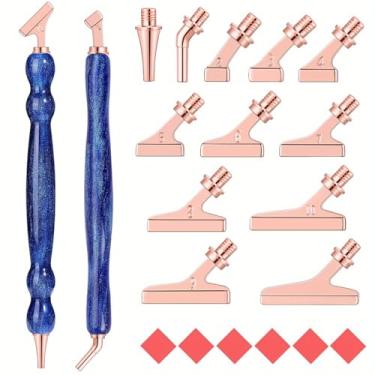 Imagem de Caneta de pintura de diamante alternativa para artesanato DIY, 2 peças de acessórios de pintura de diamante de combinação de resina, 12 peças de ponta de caneta de liga com design de 45° Wish 6