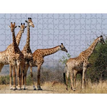 Imagem de Quebra-Cabeça Inclusivo 300 Peças Em Mdf Girafas Graciosas