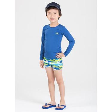 Imagem de Conjunto Praia Infantil Menino Azul Royal Camiseta Manga Longa e Sunga