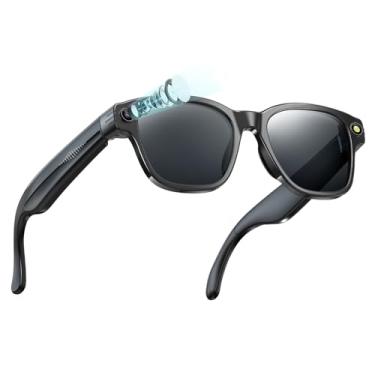 Imagem de Óculos inteligentes AI com câmera HD 8MP 1200p gravação de vídeo Tradução Óculos de sol polarizados com fones de ouvido controle de música orelha aberta alto-falante leitura fotografia óculos para