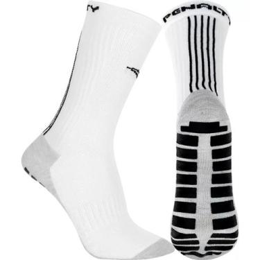 Imagem de Meião Adulto Penalty Grip Sola Antiderrapante E Cano Médio, Branco