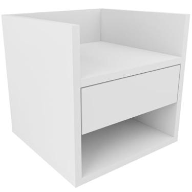 Imagem de Mesa De Cabeceira Nicho Gaveta Quarto Mdf Resistente 15mm Branco