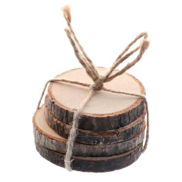 Imagem de Jogo Kit 4 Porta Copos Em Madeira Rustica 10Cm Mesa Bancada