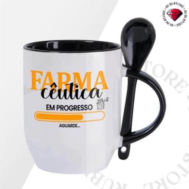 Imagem de Caneca de Cerâmica Mina Profissões Farmácia - Mina Store, Fundo Preto 