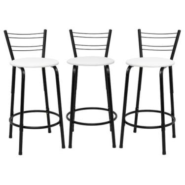 Imagem de Kit 3 Banquetas Para Bancada Flórida Preta 60cm Bistrô Bar Cozinha Gou