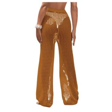 Imagem de Calça de banho com capa de praia RoseSeek marrom escuro para mulheres