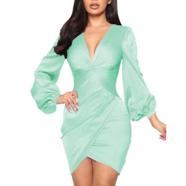 Imagem de Vestido feminino LightlyKiss, casual, plissado, verde claro