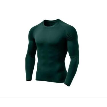 Imagem de Kit 5 Camisas Masculina Manga Longa Malha Fria - Genérico, Verde escur