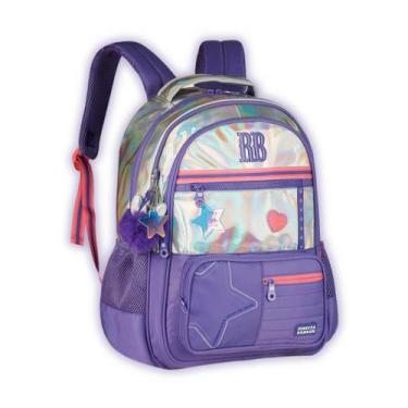 Imagem de Mochila Rebecca Bonbon de Costas Escolar Holográfica Meninas, Lilás