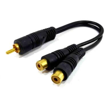 Imagem de Cabo Y RCA 2x Femea 1x Macho Ouro L/R 20cm Audio Video