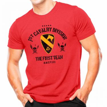 Imagem de Camiseta Militar Estampada Cavalaria do EUA Vermelho