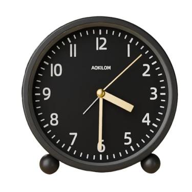 Imagem de Despertador analógico, relógio pequeno silencioso sem tique-taque, operado por bateria com luz sob demanda, fácil de configurar, despertar suave, decoração ideal para quarto, cabeceira, mesa