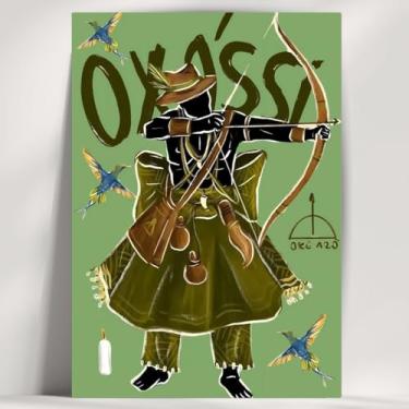Imagem de Coleção de 62 quadros decorativos Giz - Umbanda e Candomblé - Decoração Orixá - Afro Brasileira - Escolha o seu Orixá! (Clássico, Oxóssi, 20x14cm)