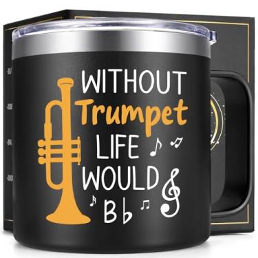 Imagem de Lifecapido Trumpet Gifts, Without Trumpet Life Would Be Flat Caneca de café isolada, 400 ml, presente de Natal, trompetista, presentes para amantes de trompete, preto