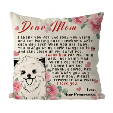 Imagem de Tian Zhun Presentes Pomeranian Mom Capas de travesseiro 45,7 x 45,7 cm Best Pomeranian Mom Fronha de almofada para decoração de sofá de casa