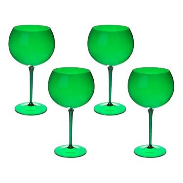 Imagem de Taça De Gin 600ml Kit 4pçs Acrílico Alto Padrão Resistente (VERDE)