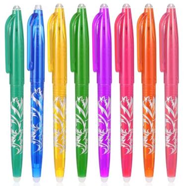 Imagem de Hpmjz 8 canetas apagáveis a quente para tecido, canetas marcadoras de tecido, marcadores de tecido, sem linhas fantasmas, tinta que desaparece para marcação precisa para costura acolchoada, bordado