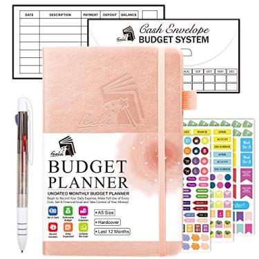 Imagem de Agenda de orçamento, organizador mensal de notas sem data 2024, diário financeiro de capa dura, rastreador de despesas de dinheiro feela com envelopes de orçamento, adesivos, 1 caneta, manual do