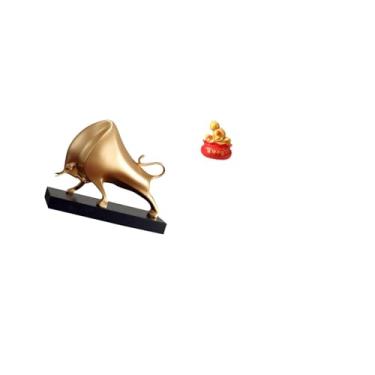 Imagem de Fenteer Escultura de Touro, Decoração para Casa, Decoração de Mesa, Artesanato, Estátua Abstrata de Boi, Estatueta de Gado, Estátua de Bacia de, Ornam