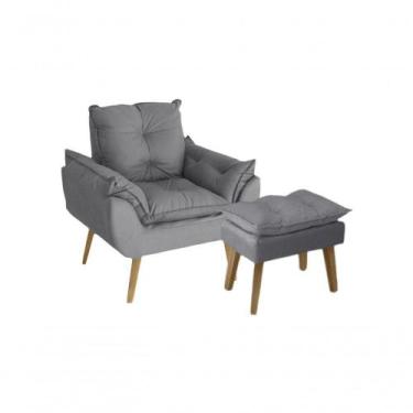 Imagem de Poltrona-cadeira Decorativa Com Puff Glamour Opala Com Pés Quadrado Ci