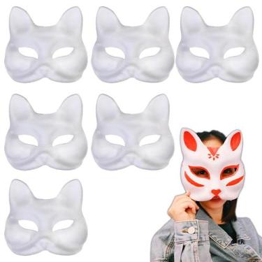 Imagem de Máscara de festa Yokawe Therian Fox Anime Paper DIY, pacote com 6