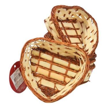 Imagem de Cesta Cesto Formato Coração 13x12cm - NORIONE, Palha