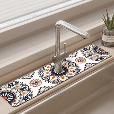 Imagem de Tapete de torneira para pia de cozinha - tapete absorvente de pia, protetor de respingos de secagem rápida para cozinha e banheiro - almofada de secagem antiderrapante com absorção de água atrás da