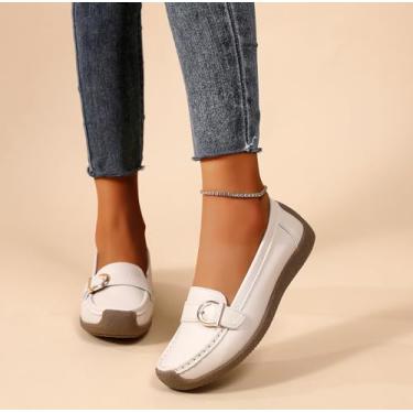 Imagem de Mocassins femininos para negócios, casual, sem cadarço, confortáveis, leves, sapatos de caminhada confortáveis, Bege, 36