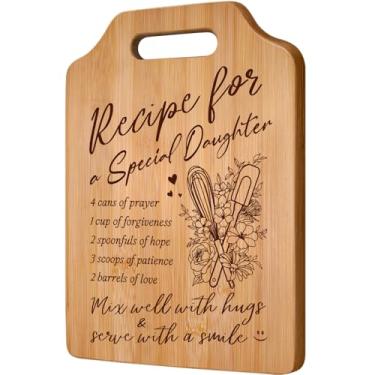 Imagem de AceThrills Presentes de mãe para filha, presente de aniversário para o Natal, Dia das Mães, Dia dos Namorados - Tábua de corte de bambu UV 30 cm C x 21 cm L x 1 cm (receita para filha)