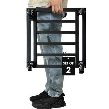 Imagem de Hongsane Organizador quadrado de plantas de 45,7 cm com rodas resistentes, suporte grande de metal de 226,8 kg para uso interno e externo, carrinho de plantas com rodízios industriais, bandeja preta