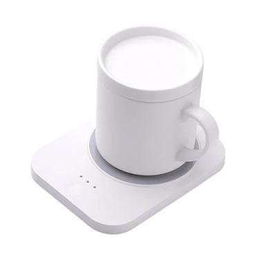 Imagem de ＫＬＫＣＭＳ Aquecedor de xícaras de café, bandeja aquecedora versátil e à prova d'água, 350ml, sem fio, com controle de temperatura, ideal para viagens, Branco