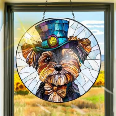 Imagem de Protetor solar de acrílico colorido, chapéu de apanhador de sol, decoração de janela de cachorro, arte de parede de criador de arco-íris, para quarto, varanda, interior e exterior, jardim, enfeites de