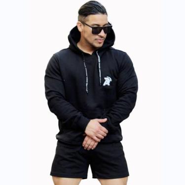 Imagem de Suéter Aress preto 100% algodão com capuz e bolso canguru - Lightbek O