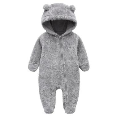 Imagem de Macacão de lã com capuz Snowsuit CHAOJIESI Baby Bear Ear 9-12M cinza