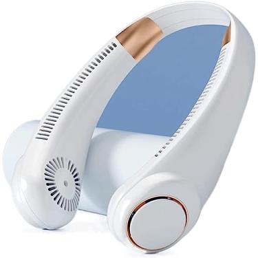 Imagem de WYUYIWH Ventilador elétrico de pescoço ajustável de 3 velocidades, ventilador de carregamento USB sem lâmina, ventilador de suspensão sem folhas, saída de ar ambiente frio de 360° (branco)