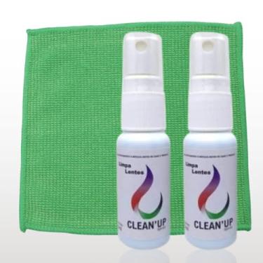 Imagem de Kit c/ 2 Spray Limpa Telas e Lentes 25 ml e 1 Flanela Premium Microfibra 15x15cm Original Limpa Óculos Celular Câmera Lentes Eletrônicos Maior Absorção Maciez Lavável - Cores e Embalagens Variadas