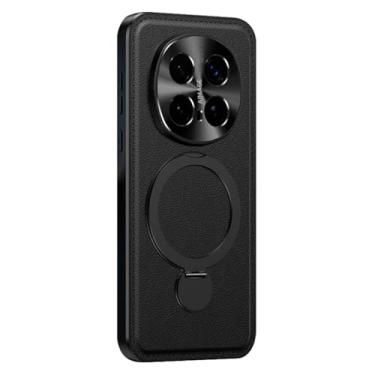 Imagem de FWYANZH Coldre para Honor Magic 8 Pro/8, suporte magnético de anel giratório, capa de couro, proteção total da lente à prova de choque, capa, preto, 8Pro