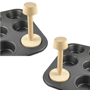 Imagem de WLngtv 2 peças de torta amadeirada, calcadeira de pastelaria, dupla face, molde de torta de ovo de madeira, faça você mesmo, empurrador de pastelaria para cozinha, festa, utensílios de panificação