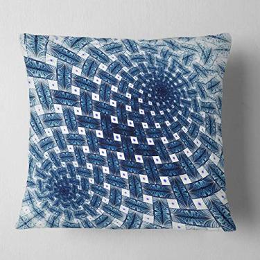 Imagem de Design em formato 3D azul grande flor fractal sala de estar, sofá, almofada de alta qualidade + capa de almofada impressa em ambos os lados 66 cm x 66 cm