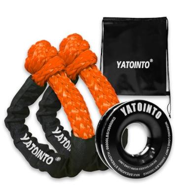 Imagem de YATOINTO Kit de recuperação de manilha macia 1/5.1 cm x 55.9 cm anel de recuperação 25.4 kg, manilha de reboque 2 peças com anel de arrebatamento acessórios de guincho para SUV ATV UTV Kit de