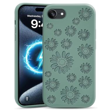 Imagem de Jusy Compatível com Magsafe Capa para iPhone 16e, capa de telefone magnética com flores gravadas, linda estampa floral estética fina capa de telefone de silicone líquido para mulheres e meninas