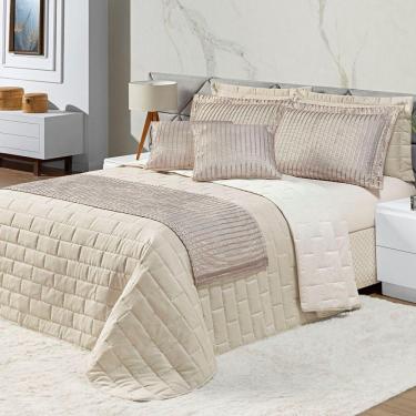 Imagem de Cobre Leito Queen Picasso Dupla Face Com Almofadas E Xale 10 Peças - Bege