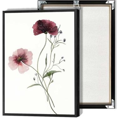 Imagem de Arte de parede em tela com buquê de flores em aquarela, arte floral, minimalista, impressões botânicas neutras para escritório, sala de estar, quarto, decoração de parede, 30,5 x 40,6 cm, sem moldura