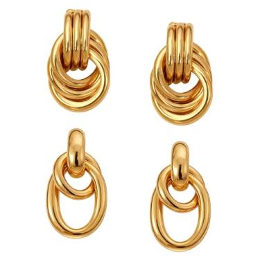 Imagem de Brincos pendentes de argola de borla longa de metal em gota de prata esterlina 925 banhados a ouro, Latão, Sem pedra preciosa